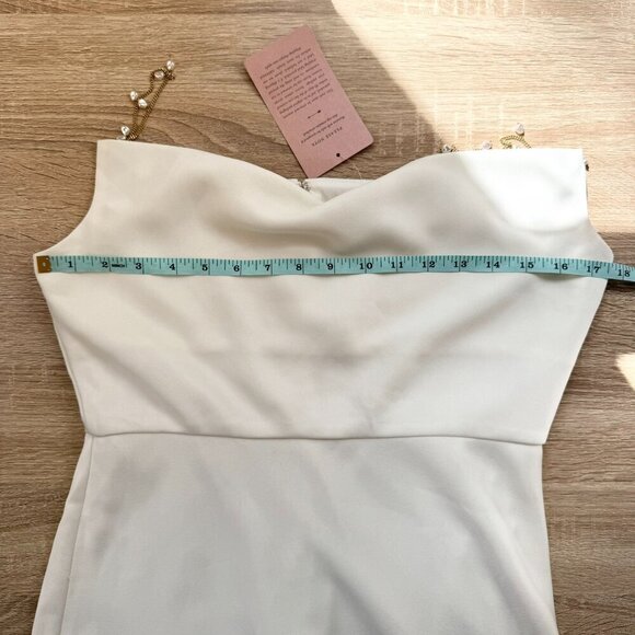 NWT Sachin + Babi Pema Satin Midi Dress White Pearl Gold Wedding Straps Size 10 - Picture 5 of 13